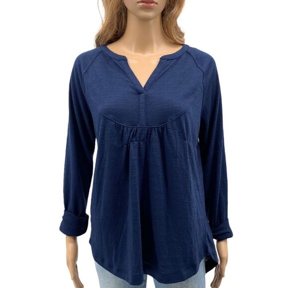 SONOMA V-Neck Long Sleeve Top, Navy, Size S - Picture 2 of 6